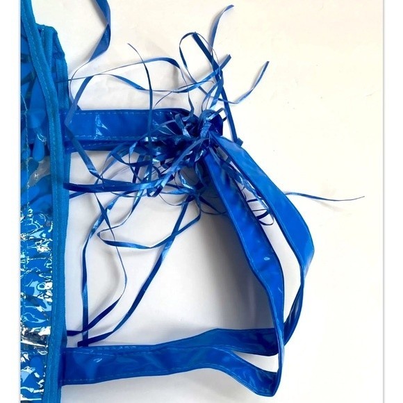 Transparent PVC Tote Shoulder Bag Shopping Handbag Travel Beach Bag Blue - Picture 5 of 9